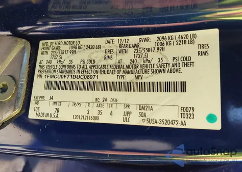 2013 Ford Escape S from USA, damaged, VIN 1FMCU0F71DUC08971